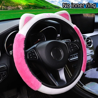 Steering wheel cover Ears Car Steering Wheel Cover - rose-red-steering-wheel-cover-38cm