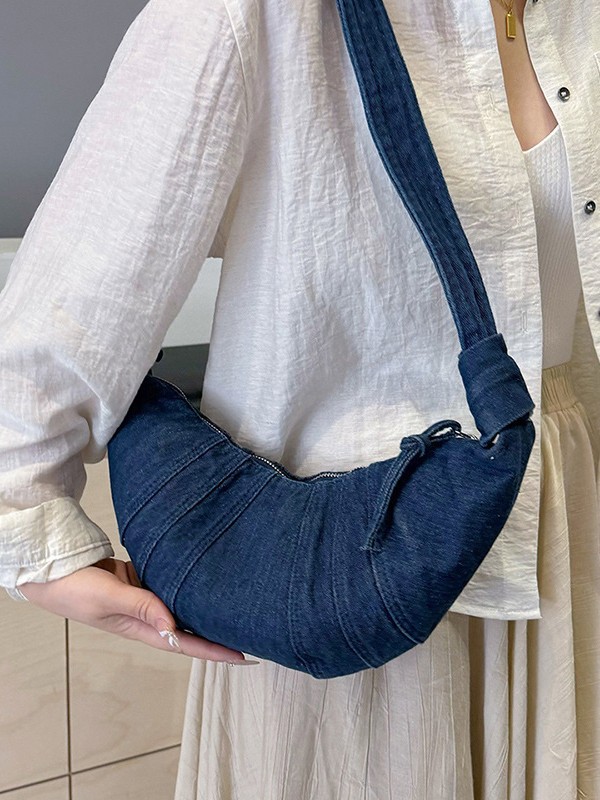 Bolso bandolera mujer 2025 nuevo bolso de bola de masa con costuras de mezclilla transfronterizo Bolso de ocio de trabajo de paso con sentido avanzado