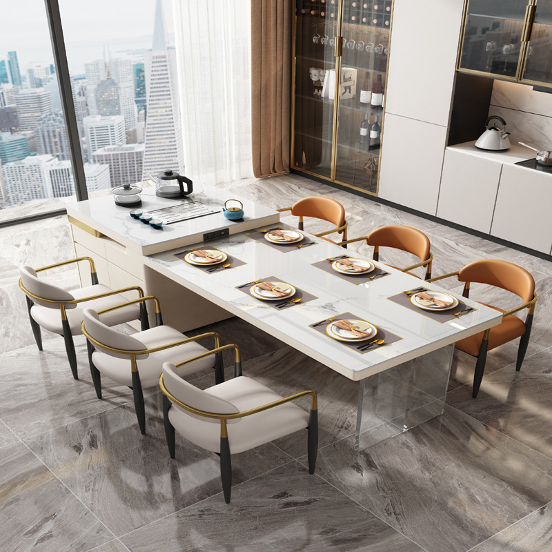 Light Luxury Rock plate Island table mesa de comedor abierta integrada Home Kitchen Middle Island table multifuncional retráctil Tea table bar counter