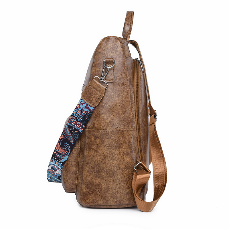 Especial transfronteriza 2024 Nueva Mochila de cuero suave de las mujeres del estilo coreano mochila de viaje antirrobo multifuncional retro de moda