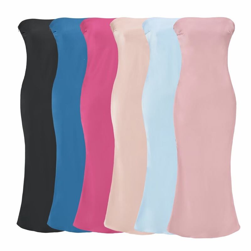 Pure Desire One-Shoulder Hot Girl Tube Top Dress for Women, Summer Sleeveless Backless Ruched Waist Mermaid Satin Long Dress Pure Desire One-Shoulder Hot Girl Tube Top Dress for Women, Summer Sleeveless Backless Ruched Waist Mermaid Satin Long Dress