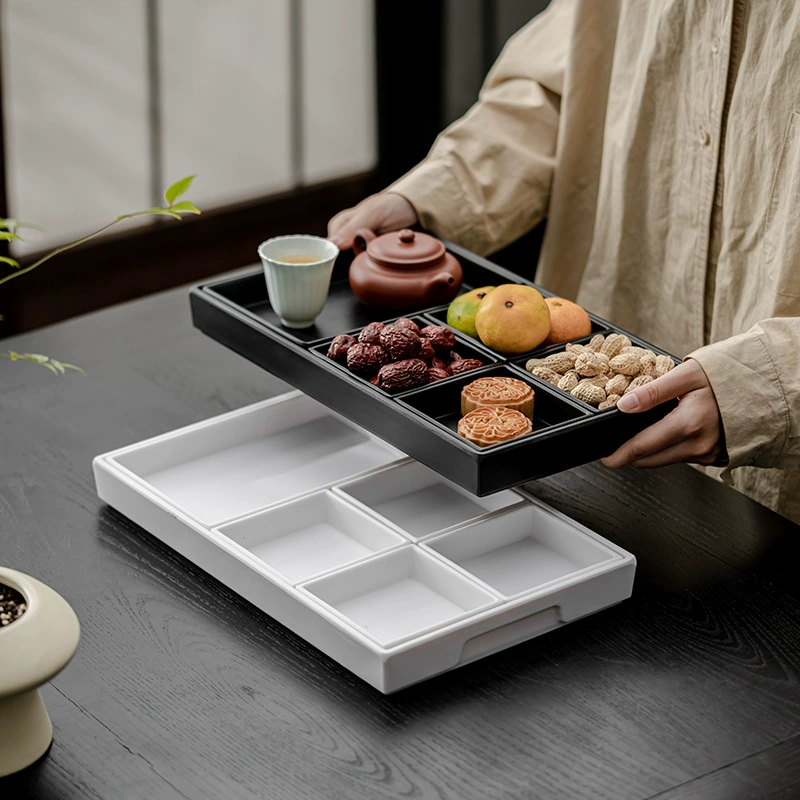 Jiugongge Бытовой ящик для хранения сухофруктов в китайском стиле Тарелка для фруктов Закуски Тарелка для фруктов Меламиновый лоток Печь Отварить Чайная партия