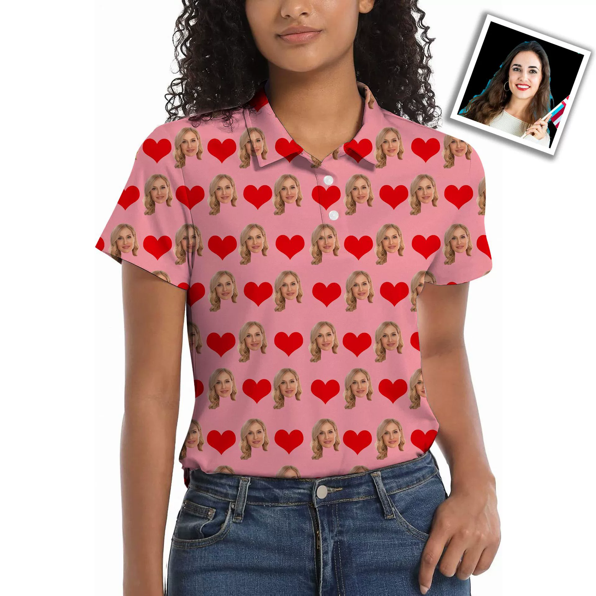 Polo женский гольф с короткими рукавами смайлик заменить custom your face photo golf