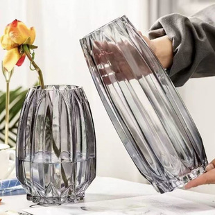 Light Luxury and High-Looking Transparent Glass Vase for Water-Raised Flowers, Roses, Rich Bamboo Flower Arrangements, Large Size and Thickened
