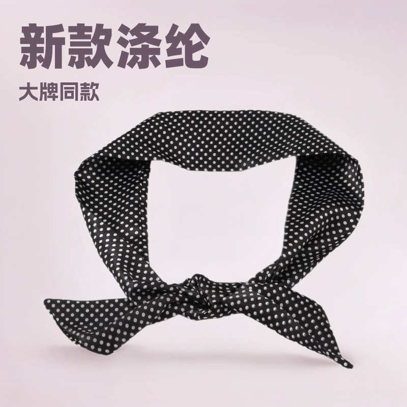 Коричневый шелковый шарф в горошек с принтом, высококачественный универсальный аксессуар, галстук для женщин, новинка 2025 года, длинный шарф с повязкой для волос