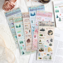 悦真云山雾跨境ins风切膜手帐贴纸 雾面防水pet手账素材创意贴纸