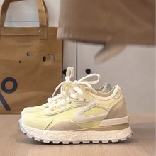厚底内增高阿甘鞋女款2025新款夏季网面透气运动休闲增高老爹鞋子
