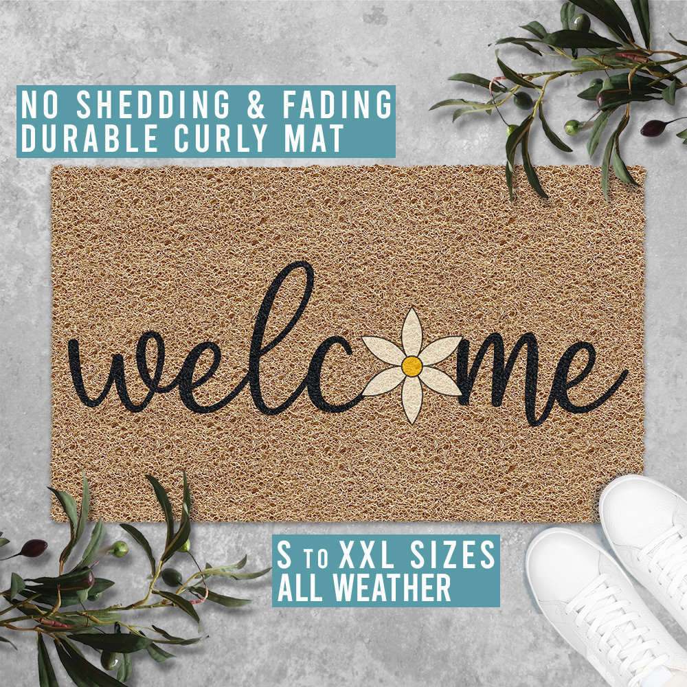 Vítejte, koberec s květinovým motivem, protiskluzová rohožka do vstupních dveří, savá rohožka do koupelny a kuchyně_voghion.com