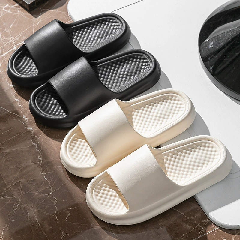 Новые стильные тапочки для пар, нескользящие, подходят для домашнего использования, для трансграничной торговли, летние мужские шлепанцы, тапочки на толстой подошве из ЭВА с мягким амортизирующим эффектом.