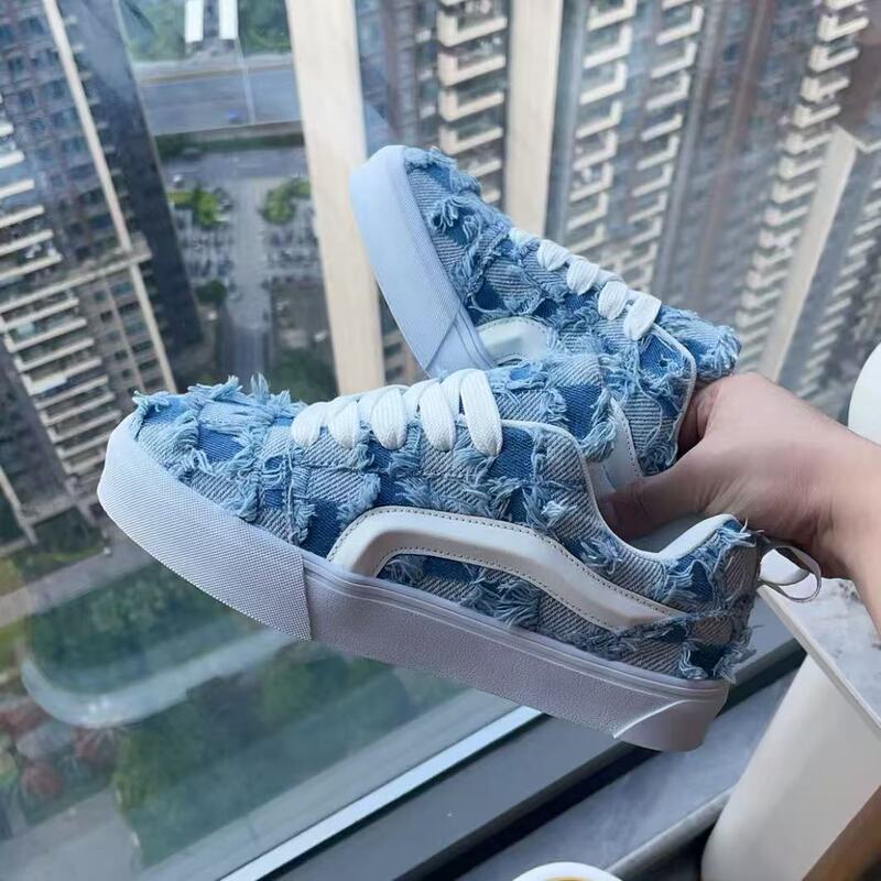 Plaid Sports Casual Shoes for Men and Women, Breathable and Comfortable Flat Shoes