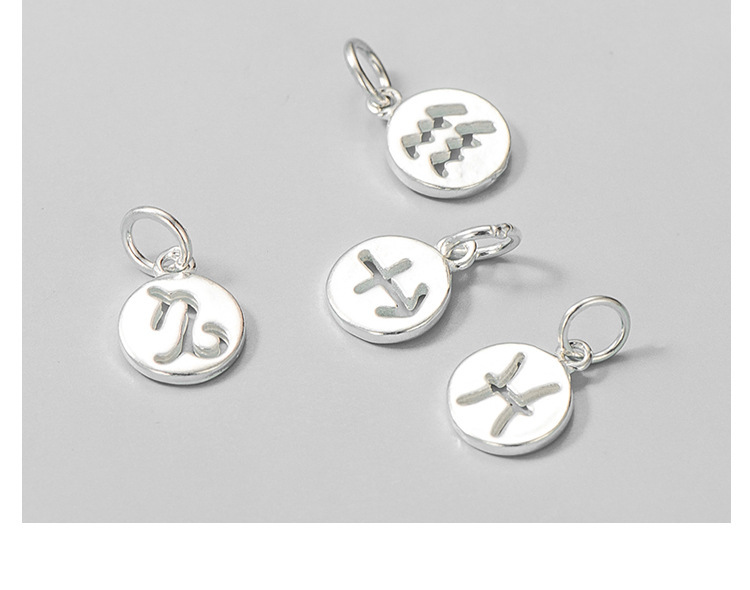 925 Sterling Silver Material 1 Piece 8.2mm Diameter Diameter 9.2mm 925 Sterling Silver Constellation Pendant DIY Silver Accessories
