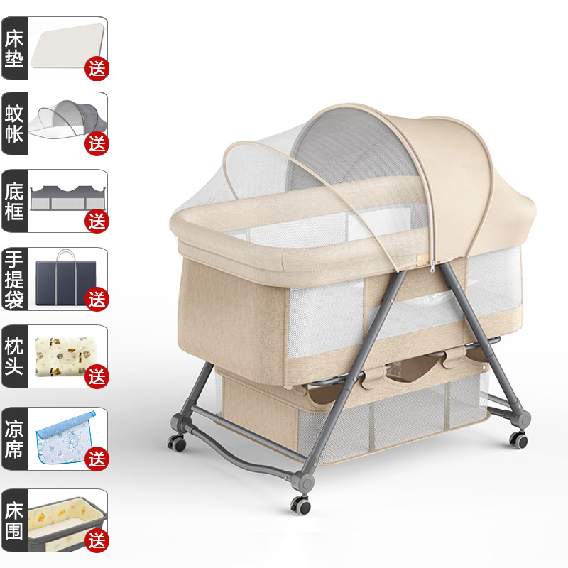 Cuna portátil plegable Cuna Cama con rodillo móvil cama de bebé BB dormir recién nacido cama de empalme