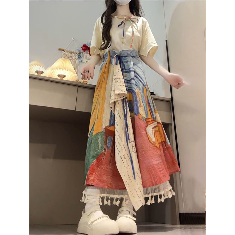 穿搭一整套不规则半身裙夏季新款搭配艺术感上衣女学生|undefined