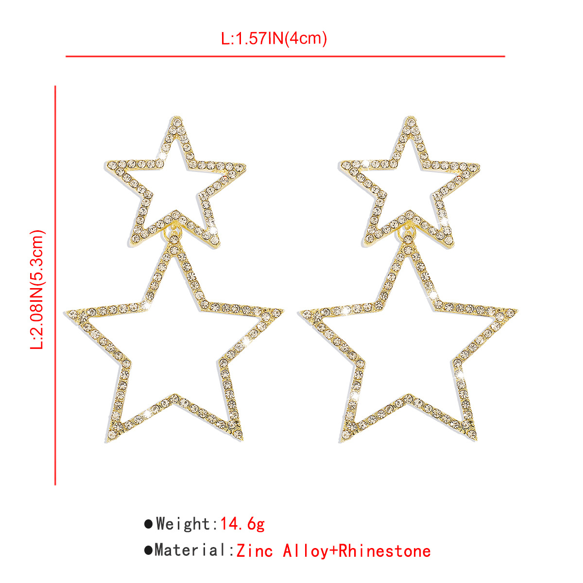 Wholesale Jewelry 1 Pair Elegant Star Alloy Rhinestones Earrings display picture 2