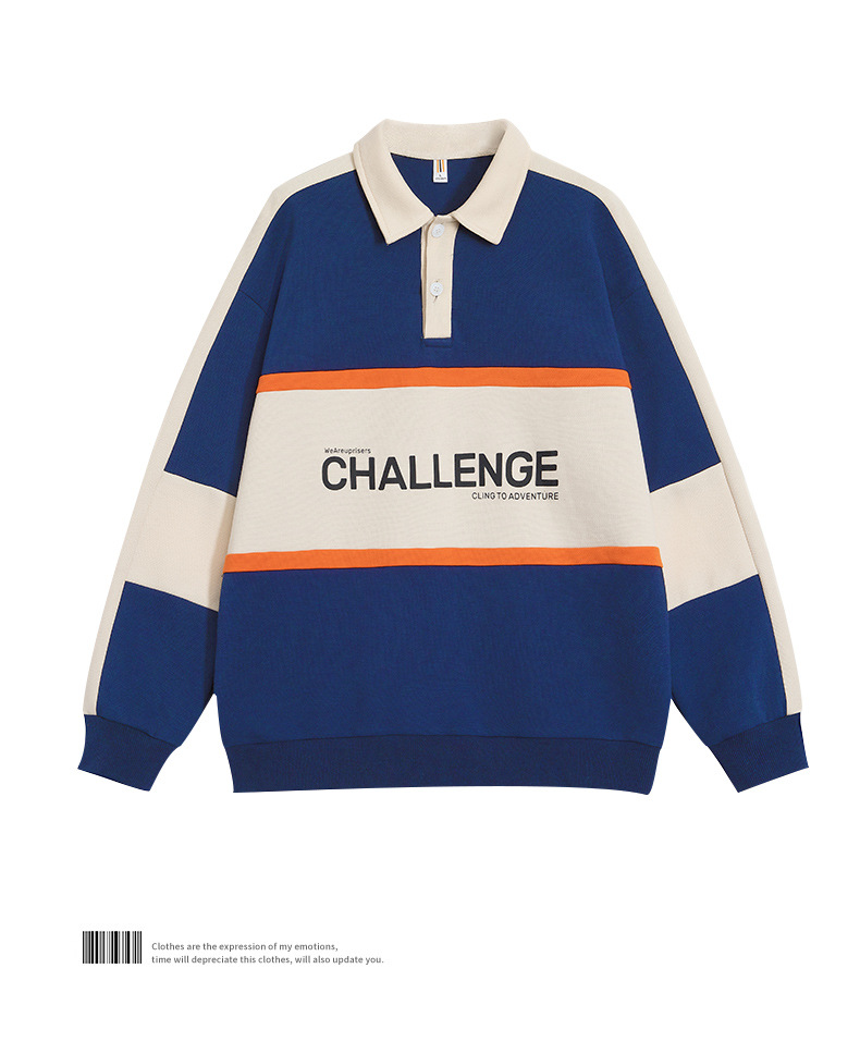 Men's Polo Shirt With Contrasting Patchwork And Loose Collar_voghion.com