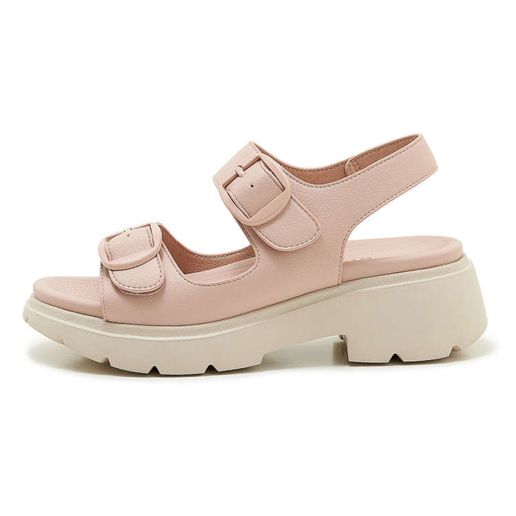 Sandal nữ quai ngang khóa kim loại đế xuồng cao gót 9 cm — màu đen, màu hồng, màu mơ chi tiết 27