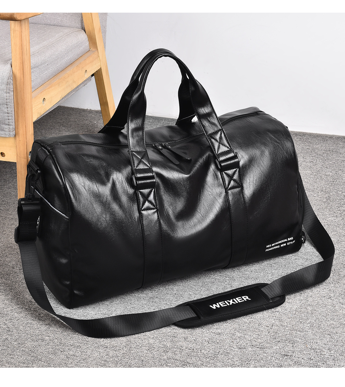 Sac à main de grande capacité pour hommes, bagages de loisirs à la mode, sac de voyage pour sports de plein air, sac de fitness à séparation sèche et humide_voghion.com