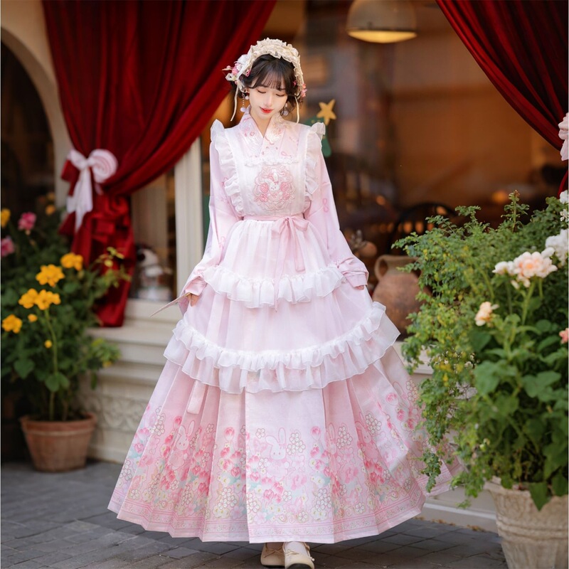 Han-Yang fusion set, authentic Hanfu in Ming Dynasty style, featuring a horse-face skirt and overlay skirt, Lolita Hanfu, new winter collection