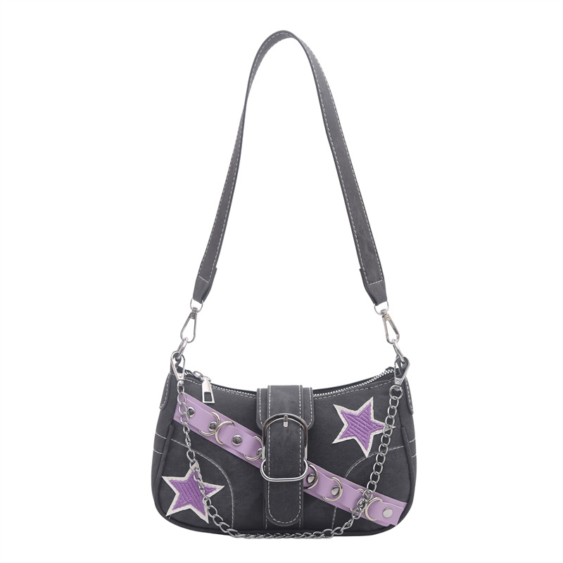 Nuevo diseño de nicho de moda en otoño e invierno 2026 cinturón rosa, palo de método estrella, bolso de hombro, bolso de mujer caliente, cadena de axilas, bolso de mujer