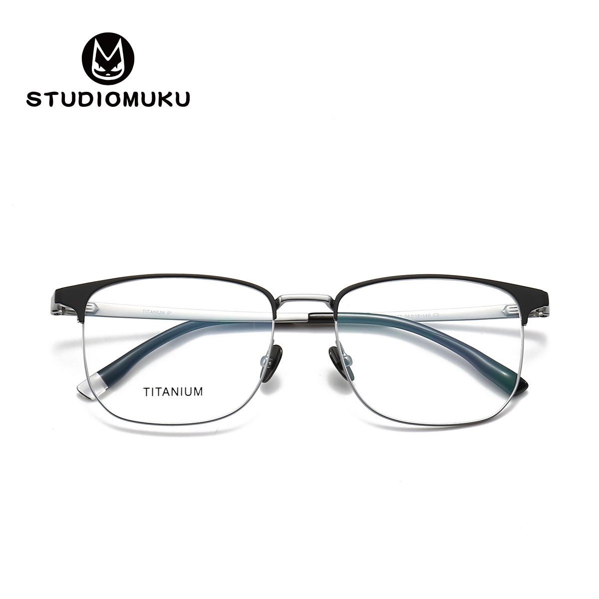 Gafas de madera de STUDIOMUKU con aura de temperamento empresarial, montura de gafas con montura cuadrada retro