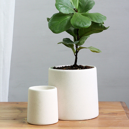 Simple Nordic style round cement flower pot concrete creative personality white living room large cylindrical pot set pot
