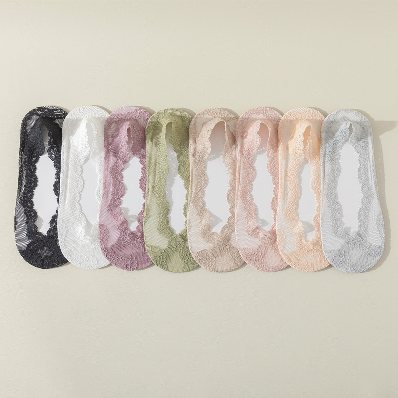 Women's low-cut low-top lace invisible socks spring and summer versatile high heel shoes lining socks candy-colored boat Socks