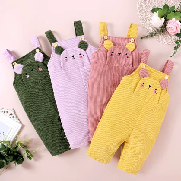 New Baby Girl Sling Cute Embroidered Corduroy Long Leg Climbing Suit