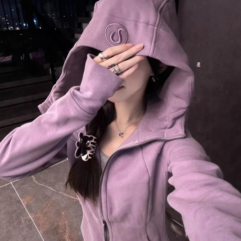 High-Quality Lu Brand Same Style Scuba Jacket Hooded Cardigan Sweatshirt Correct Version Slim Fit Jacket Available for Dropshipping