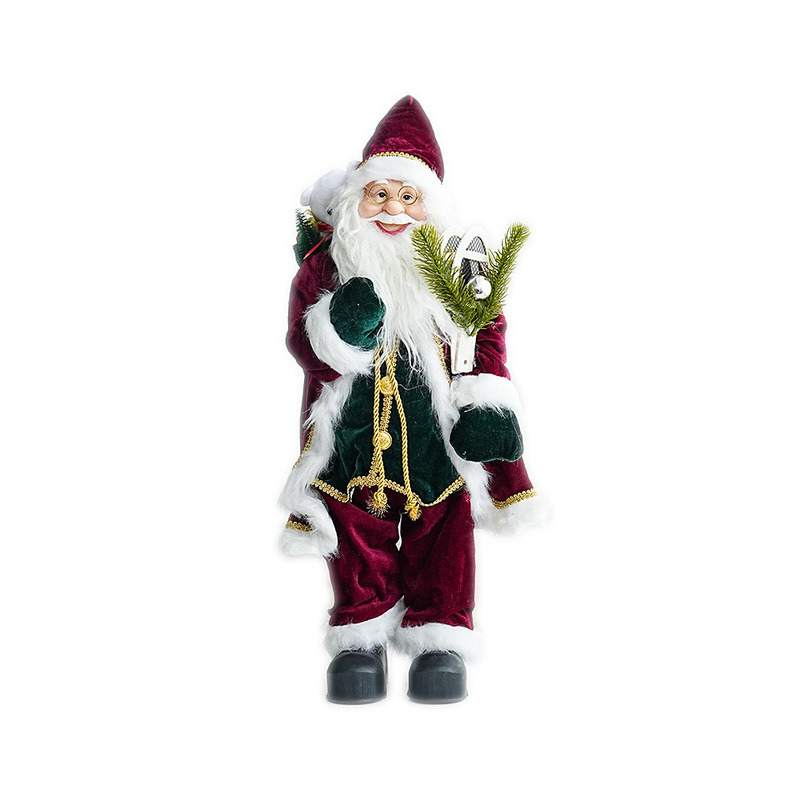 新型サンタクロース人形のワインレッドのセーターの人形人形のクリスマスの装飾品の立ち姿の老人の置物|undefined