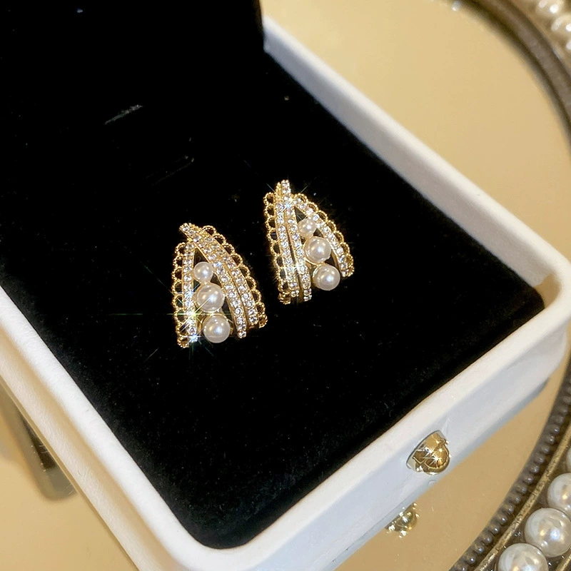 Серебряная игла, цирконы, модные универсальные серьги из жемчуга, стиль высокого качества, стиль «легкая роскошь», оптовая закупка