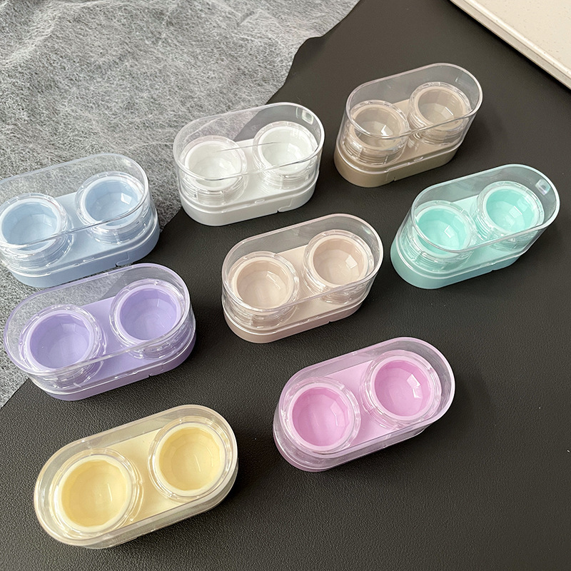 Solid color simple beauty pupil box pull-out small portable contact lens storage companion box care box wholesale Solid color simple beauty pupil box pull-out small portable contact lens storage companion box care box wholesale