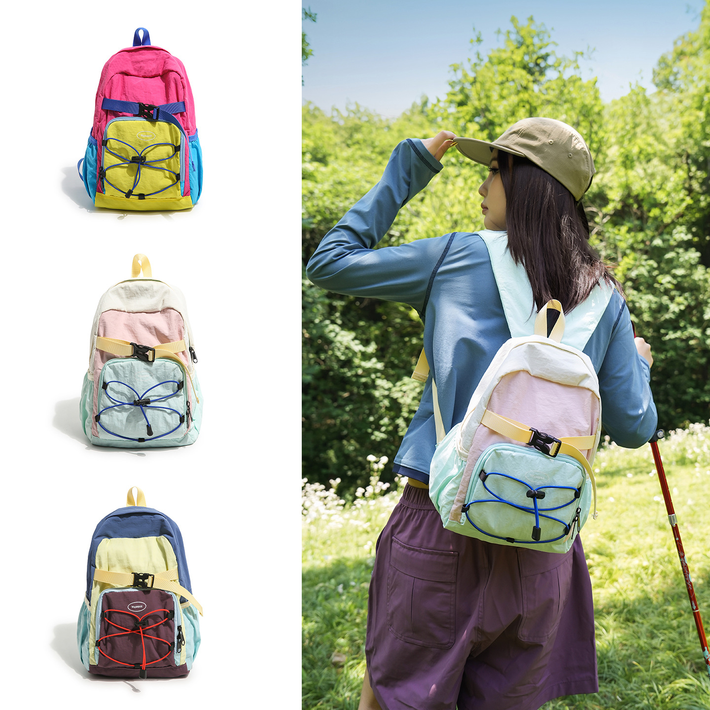 Outdoor Sports Backpack, New Dopamine Color Scheme, High-Looking Aesthetic Backpack, Versatile Casual Lightweight Hiking and Mountaineering Bag