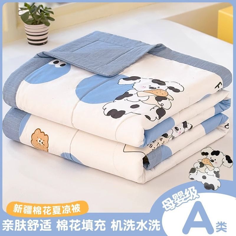 Edredón fresco de verano de algodón puro, edredón de aire acondicionado, edredón pequeño de verano de algodón para niños, jardín de infancia fino, primavera y otoño, edredón de verano individual, lavable a máquina