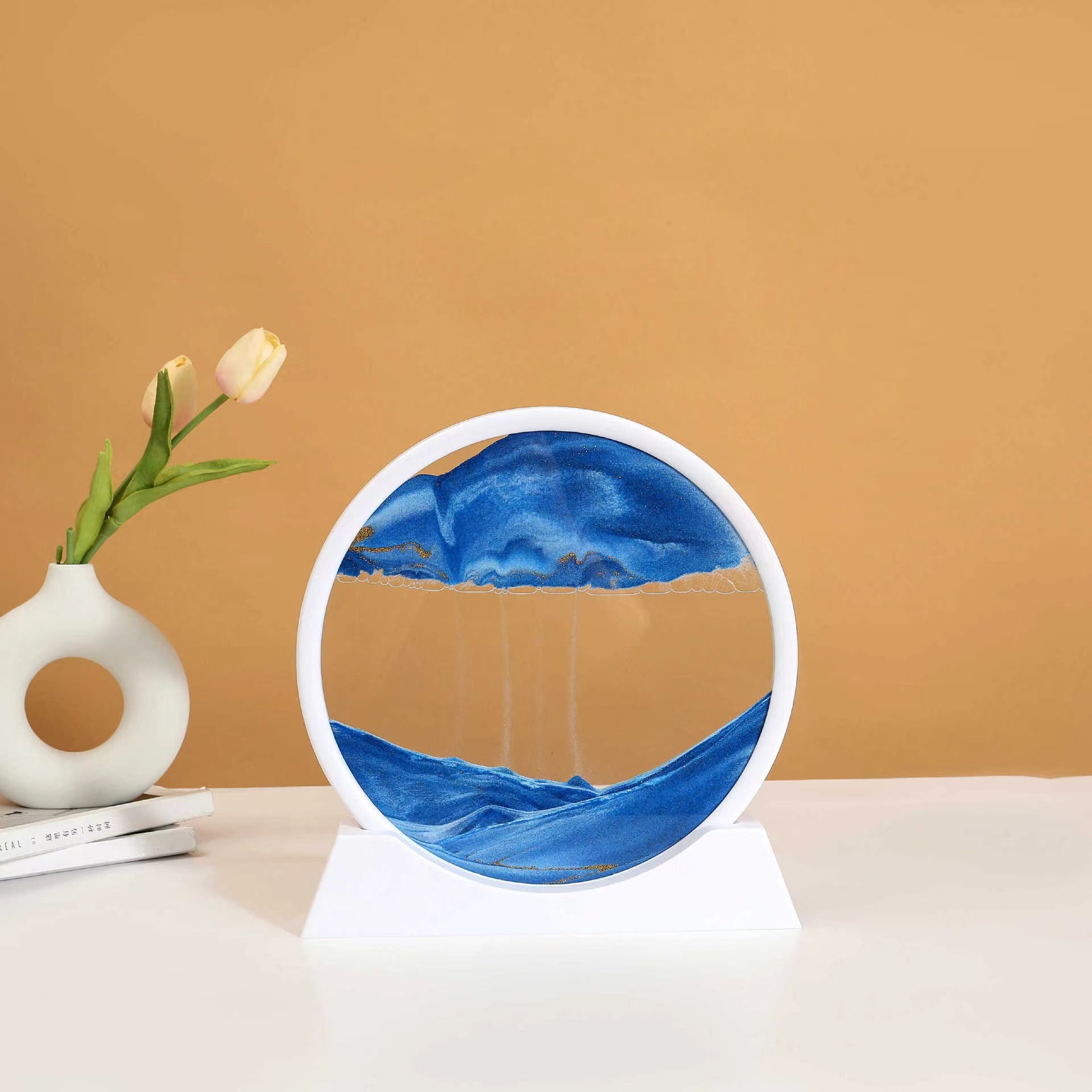 7inch white frame blue sand [diameter 18cm ]—diy material package