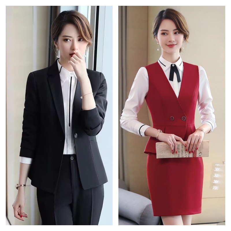 合集团购正品职业套装长袖女有钱风西服两件套西装面试大学生正装