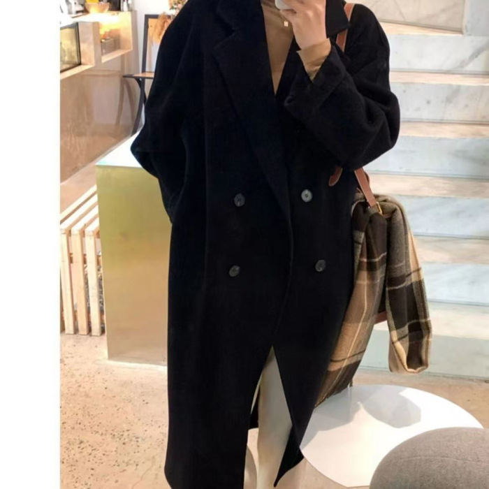 灰色防毛呢大衣女装2025秋冬新款韩版宽松中长款爆款呢子设计外套|undefined