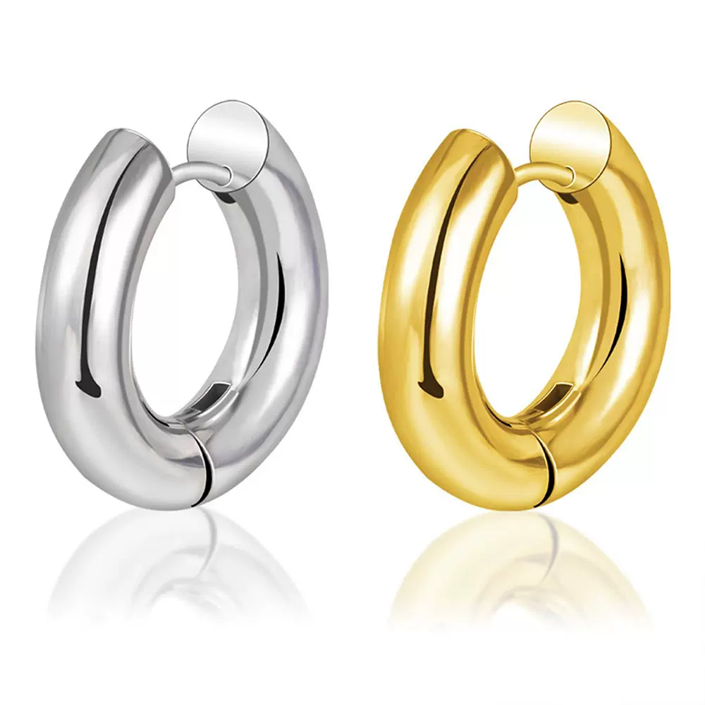 2025春夏钛钢线圈耳环ins风金圈跨境热销中性无耳洞轻奢极简耳饰