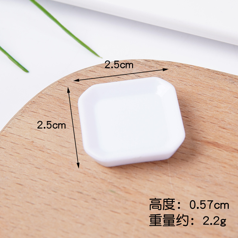 Plato pequeño de plástico blanco simulado para comida, mini plato de comida rápida, plato para bricolaje, juguete de comida, contenedor para pegamento en crema, accesorios.