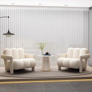 Modern Style Single Sofa Chair for Living Room, Small Apartment Sofa Set, Hotel Lobby Solid Wood Simple Creative Design