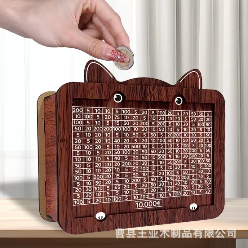 デジタル貯金箱は、紙幣や硬貨を保管できず、学生が飾りを保管できる高品質のレトロな木製の貯金箱です。|undefined