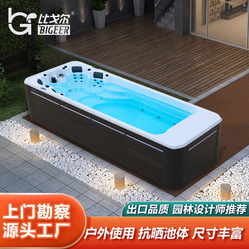 Piscina de hidromasaje infinita para casa o villa, piscina familiar para adultos con flujo laminar, surf, temperatura constante inteligente, acrílica