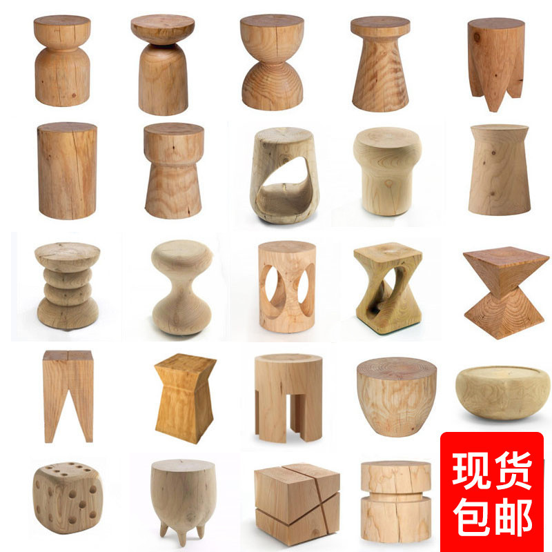 Taburetes de madera de tronco de alojamiento nórdico taburetes de madera maciza taburetes de asiento taburetes de madera maciza