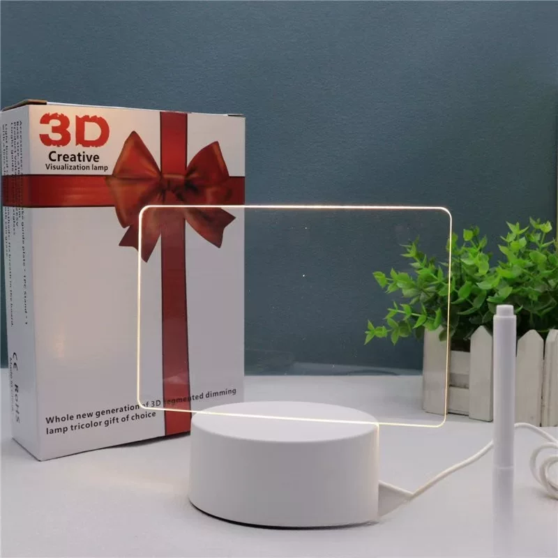 Acrylic 3D night light, USB/touch control, rectangular/vertical/round panels, 12.5×5×17 cm