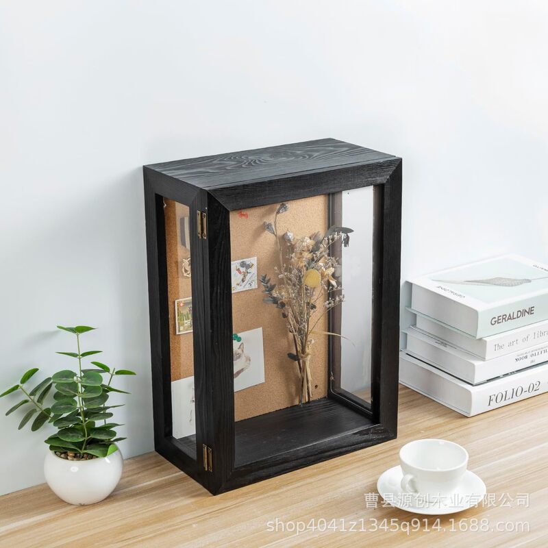 Wall-mounted Wooden Shadow Box Solid Wood Acrylic Display Box Plant Specimen Dried Flower Photo Frame Collection Storage Box
