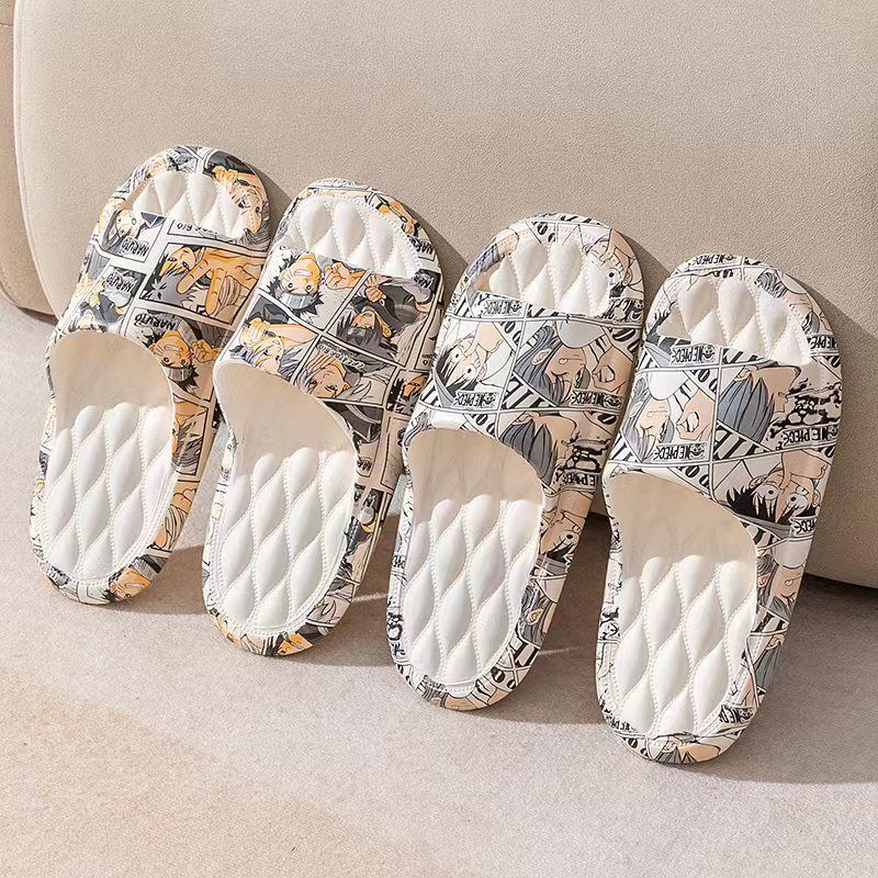 Simple and Versatile New One-Piece Slippers for Men, Cartoon Casual Home Indoor Couple Outdoor Wear Student Dormitory Trend