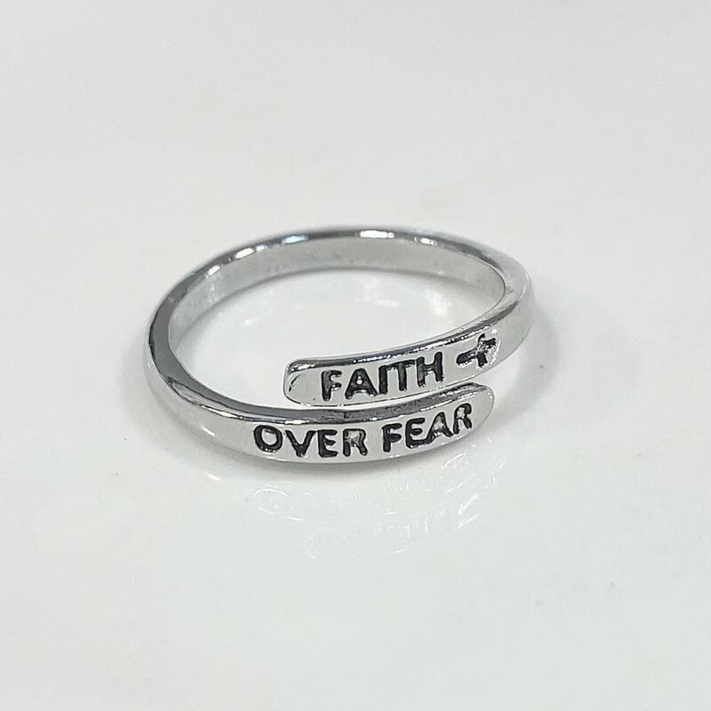 Thai silver belief overcome fear ring bath non-fading waterproof niche design sense men and women same style open ring