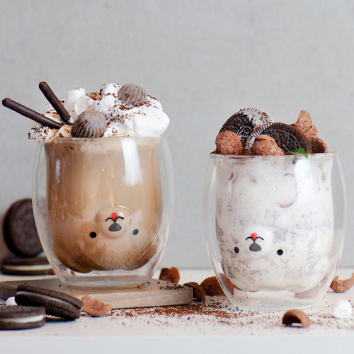 Cartoon Glass Cup Double Layer High-Temperature Candle Cup Christmas Gift Handover Gift Cup Household Use