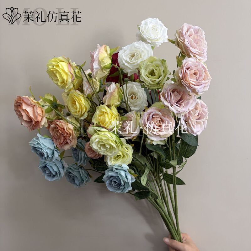 New 5-head camellia rose artificial flowers for weddings, wedding hall decorations, home decor artificial flowers New 5-head camellia rose artificial flowers for weddings, wedding hall decorations, home decor artificial flowers