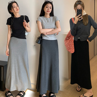 in stock Pregnant Women's dark gray Skirt Women's Summer New Pregnant Women's Mid-length Hip Fishtail Skirt Long Skirt with Thick Leg Covering