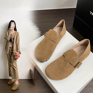 Internet Celebrity 2024 Fall/Winter New Comfortable Birkenan Shoes Women's Slip-on Lazy Shallow Mouth Shoes Vintage Flat Birkenan Shoes
